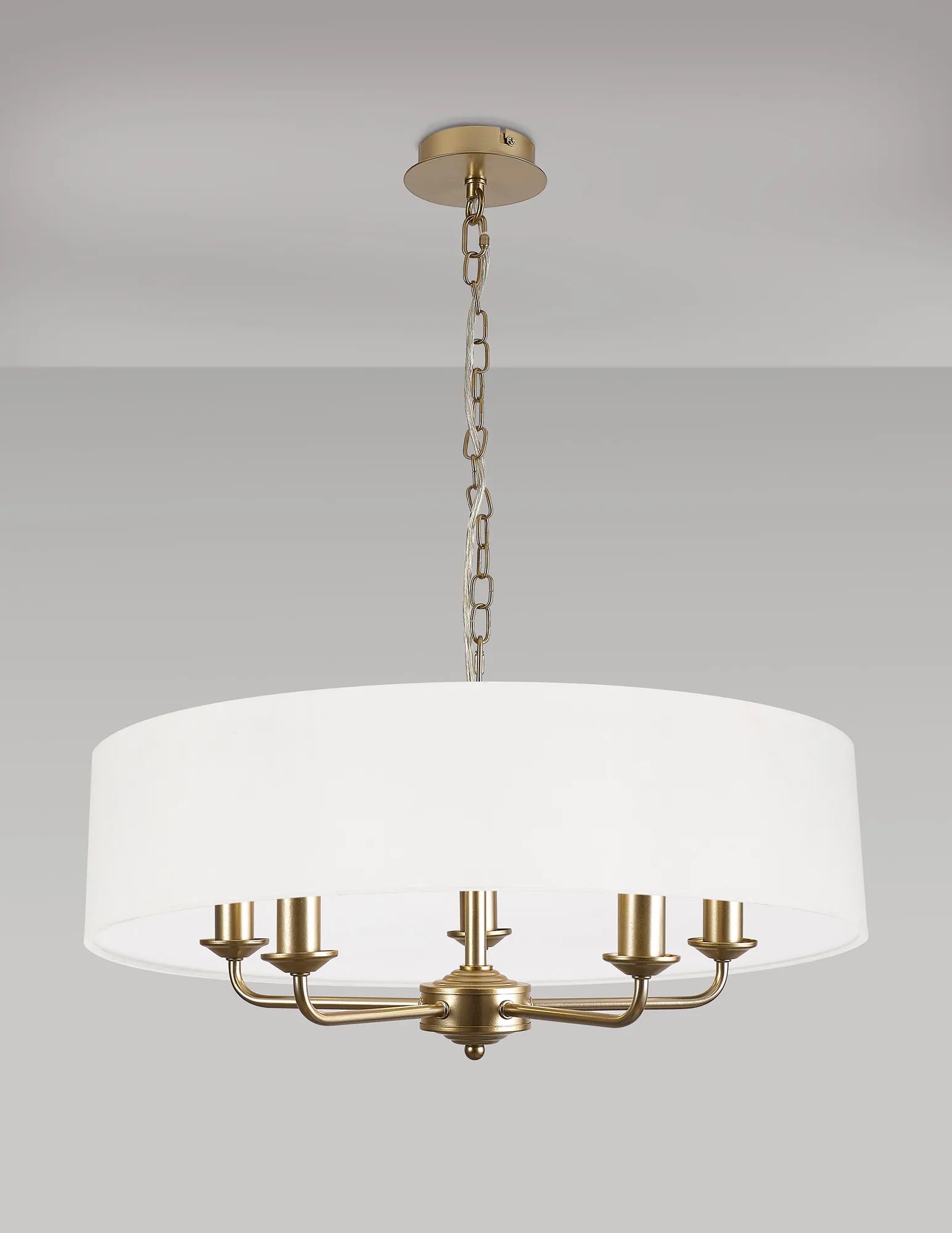 Banyan 60cm 5 Light Pendant Champagne Gold; White DK0942  Deco Banyan CG WH